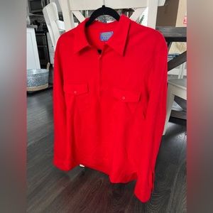 Vintage PENDLETON Red Wool 1/2 Zip Lumberjack Shirt Large.
